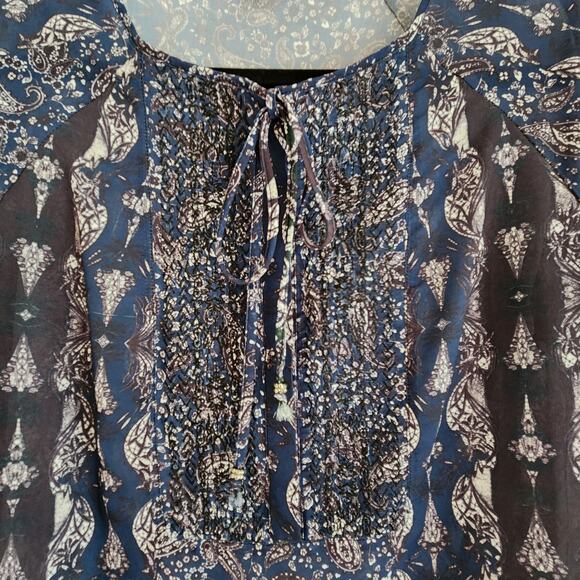 Sanctuary Blouse, Paisley Long Sleeve, Tie neck, long sleeve, size medium - Picture 1 of 12